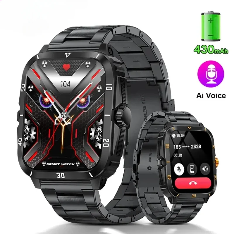 

2025 Sport Smart Watch for Men 1.96 Screen Blood Oxygen Bluetooth Call Watch 100+Sport Waterproof Smartwatch Man Reloj Hombre