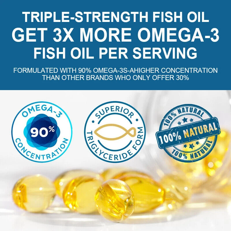 Omega 3 Fish Oil Capsules, Brain and Nervous System Supplement, Cardiovascular Support