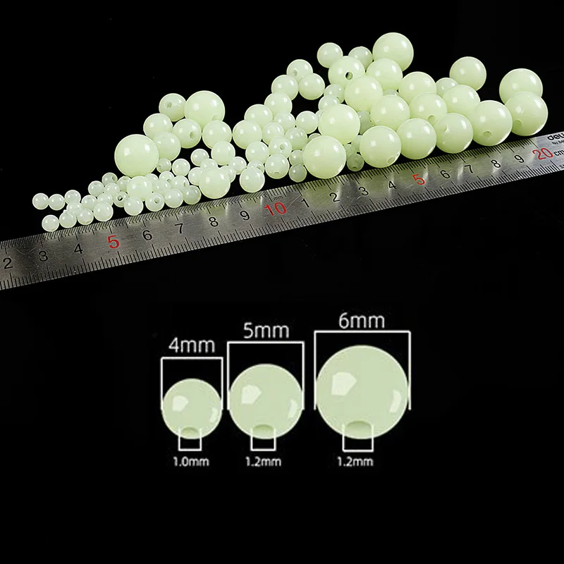 Luminous Beads Fishing Space Beans  4mm/5mm/6mm 100pcs/bag Lure Light Glowing Float Balls For Outdoor Fishing Tackles