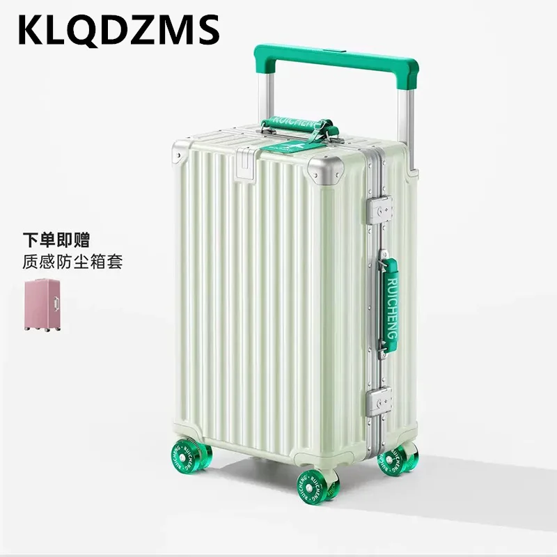 

Новый 20-дюймовый портативный чемодан KLQDZMS из ABS+PC для путешествий, с большой вместимостью, прочный, с подстаканником, на колесиках
