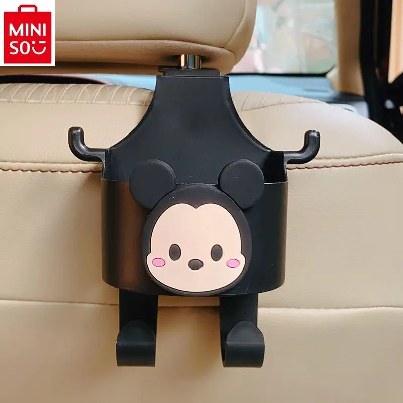 MINISO car storage box multifunctional cup holder hook cute cartoon Mickey Minnie car rear seat backrest supplies