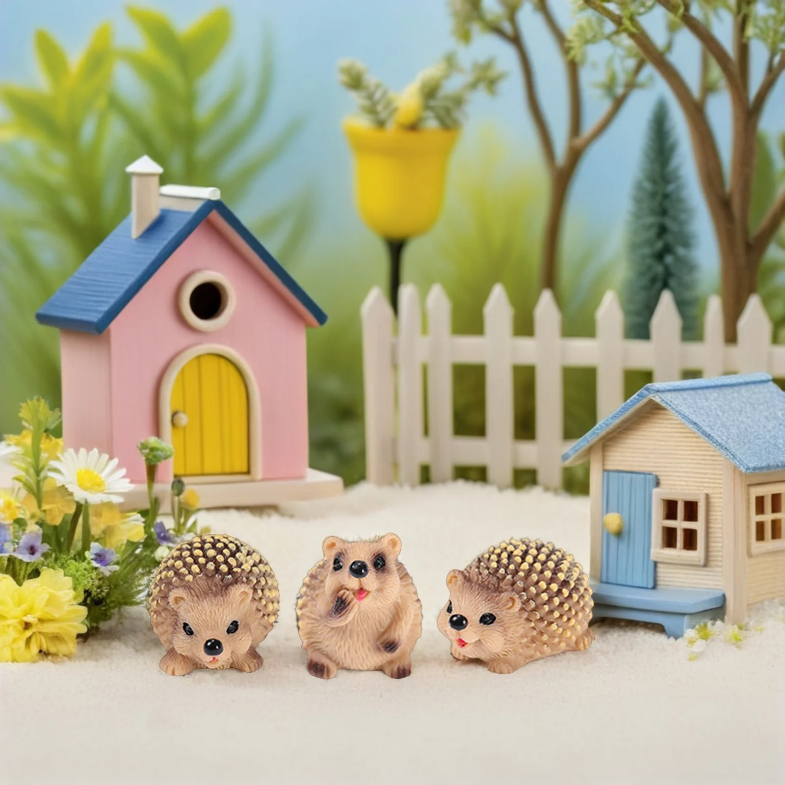 

6Pcs Realistic Hedgehog Ornament Resin Decorative Lawn Garden Miniatures Desktop Plant Bonsai Decor Party Decorations