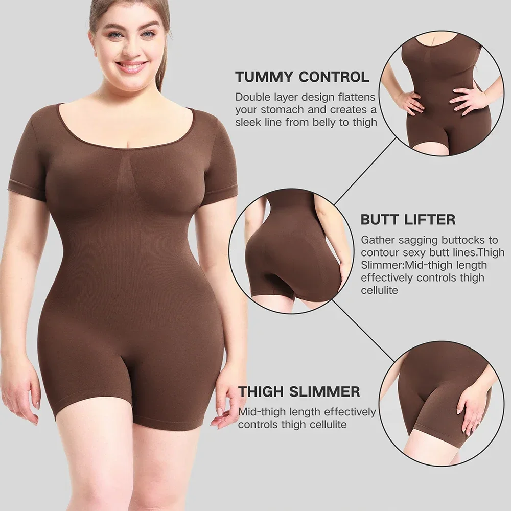 Women Full Body Shaper Stree Jumpsuit Tight Slimming Shapewear Bodysuit for J