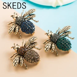 SKEDS Vintage Exquisite Bee Rhinestone Brooches For Women Fashion Shiny Insect Brooch Pin Cute Badges Clothing Suit Corsage