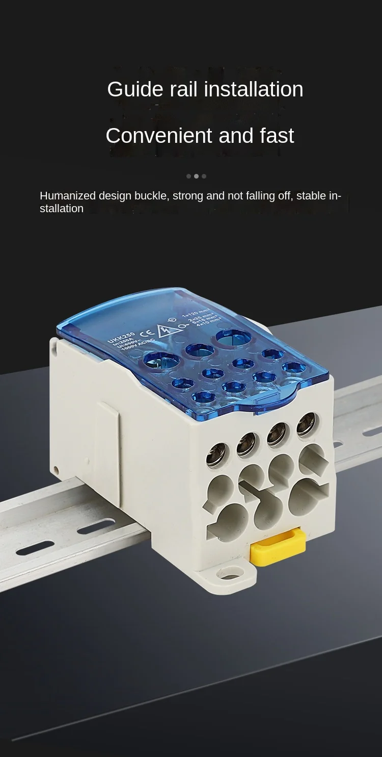 Elektrischer Kabelverbinder Ein-Ein-Mehr-Aus Verteilerdose DIN-Schienen-Klemmenblöcke Anschlussdose Verteiler UKK-80/160/250A400 – Detail 3