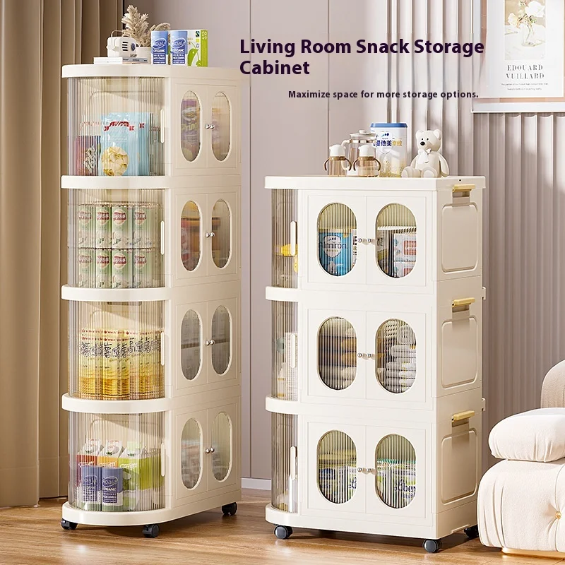 

Cross-Border Large Capacity Rotatable Plastic Baby Storage Cabinet New Foldable Design for Living Room Lounge Push Storage