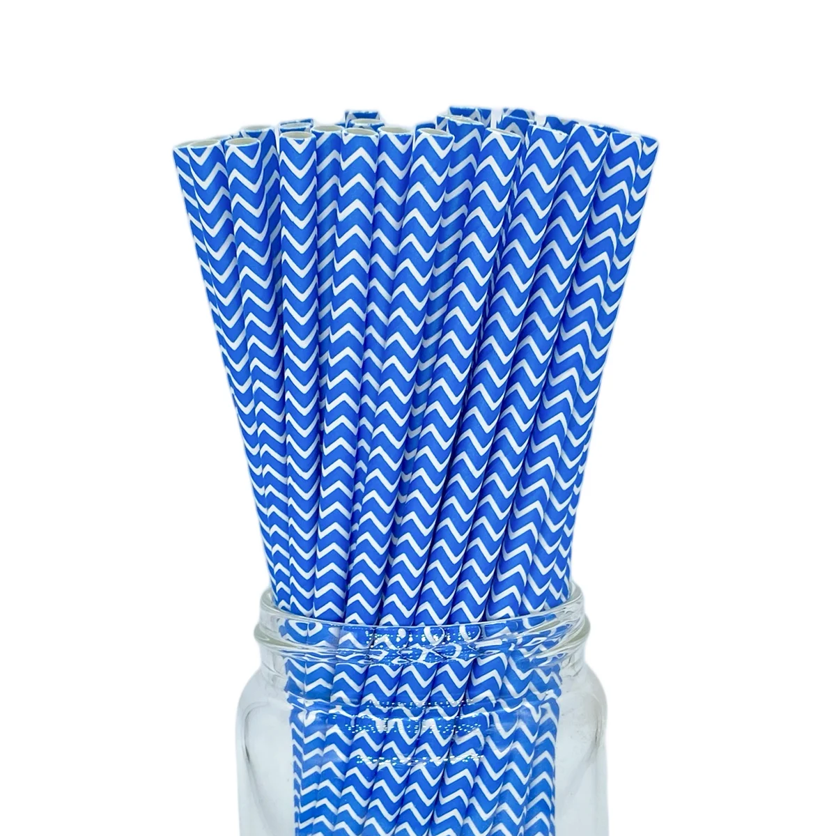 

100pcs blue Chevron paper straw non-softening Eco-friendly drinking straw bubble tea cocktail drinkware for restaurant bar 6mm