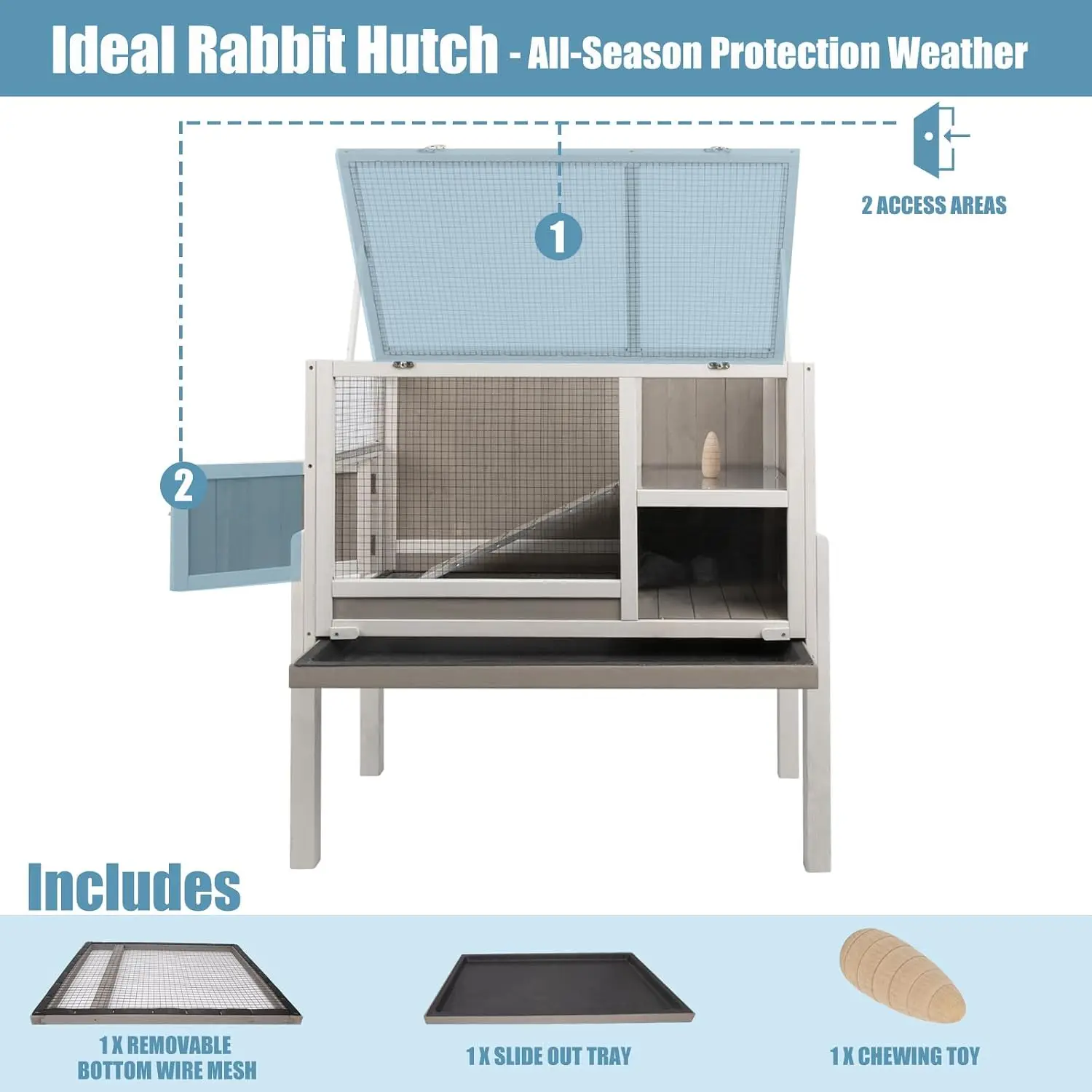 Elevated Guinea Pig Cage with Detachable Legs, Wooden Habitat, Customized 5