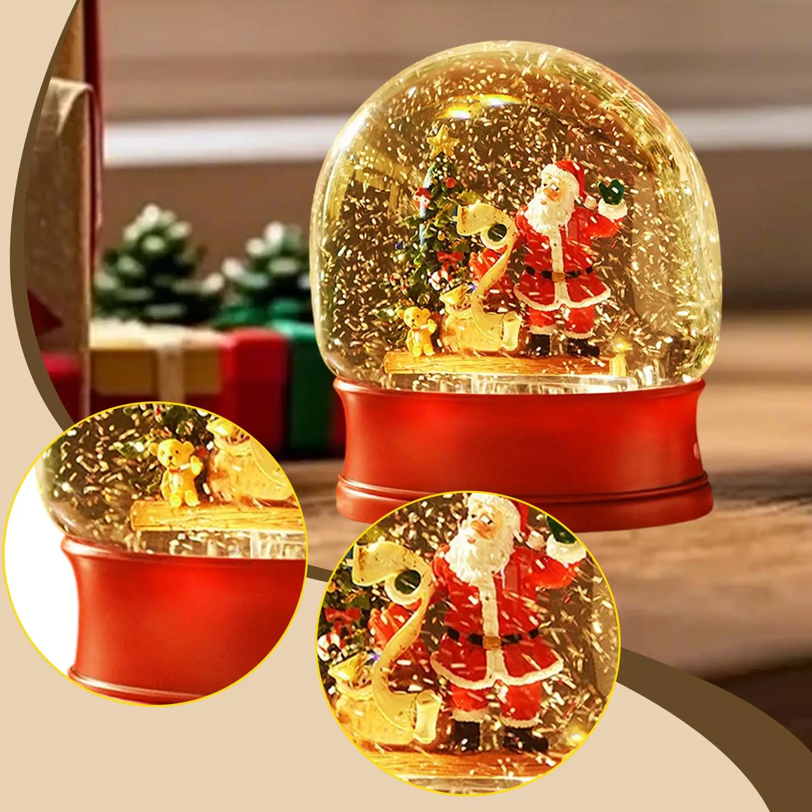 صندوق موسيقى كرة الثلج لعيد الميلاد، مجموعة، زخرفة سطح الطاولة، صندوق موسيقي ديكور عيد الميلاد لمكتب غرفة المعيشة لمهرجان الرف #4