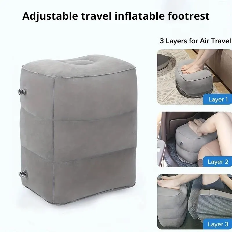 1pc Inflatable Foot Rest Pillow For Travel Portable Adjustable Three Layers Height Stool For Foot Rest Leg Cushion Pillow