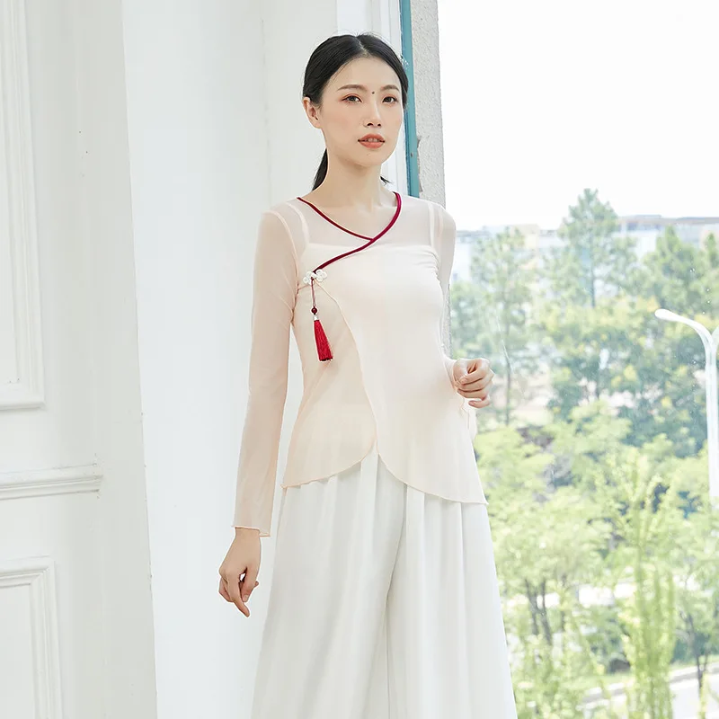 Classical dance gauze clothes women's spring and summer body rhyme practice clothes tops elegant Chinese style dance performance