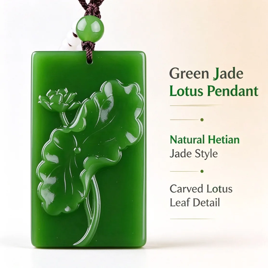 Natural Green Jade Lotus Pendant Necklace Flower Yoga Meditation Amulet Sweater Chain Jewelry Women Daily Wear Spiritual Gifts view 3