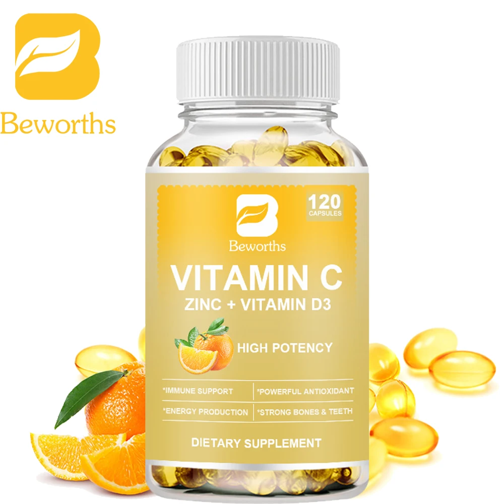 

BEWORTHS Vitamin C Plus Zinc & Vitamin D3 Strong Antioxidant Collagen Booster for Immune System and Skin Health Supplements