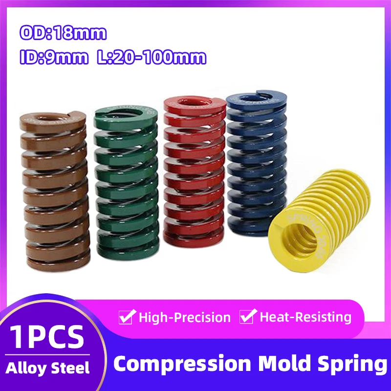 Creamily 1PCS Compression Spring Loading Mold Spring Outer Diameter18mm Inner Diameter9mm L20-100mm Yellow/Blue/Red/Green/Brown