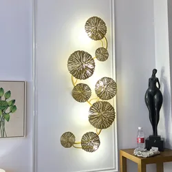 Wall Sconce G4 Bulbs Copper Led Lustre Gold Lotus Leaf Interior Wall Light Vintage Retro Bedside Living Room Art Decor Home Lamp