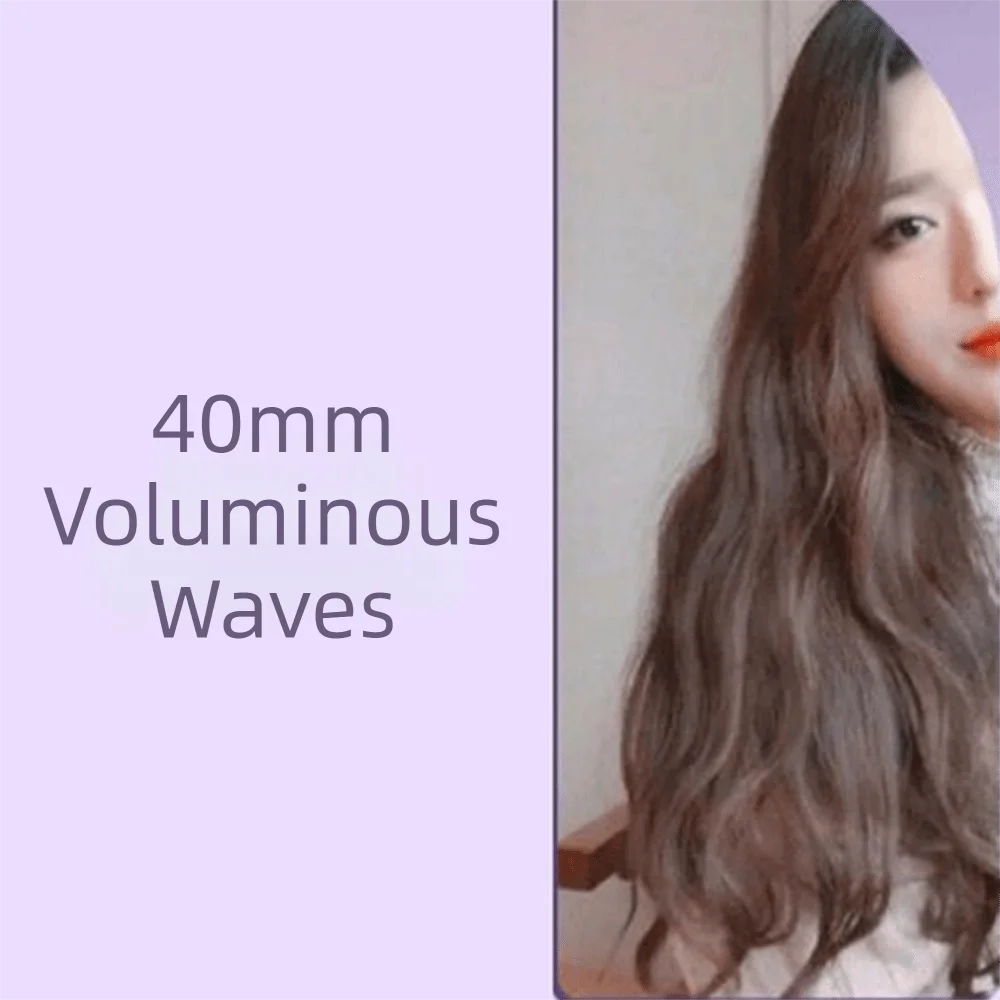 Ferro de ondulação de cabelo cerâmico 40 mm, aquecimento rápido, manual, íon negativo, varinha de ondulação, onda grande, estilo de longa duração, modelador de ondas grandes