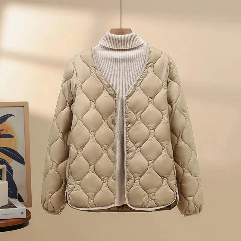 

Fashion Cardigan Single-breasted V-neck Ladies Cotton-Padded Jacket in Autumn and Winter take Fashion Cotton-padded Jacket New