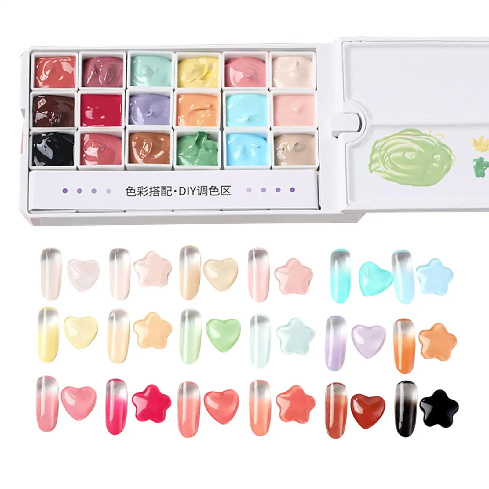 Mini 18 Grid Pat Painting Gel, Nail Polishing Gradient Effect Nail Salon Design LongLasting Creamy Texture Smooth Application