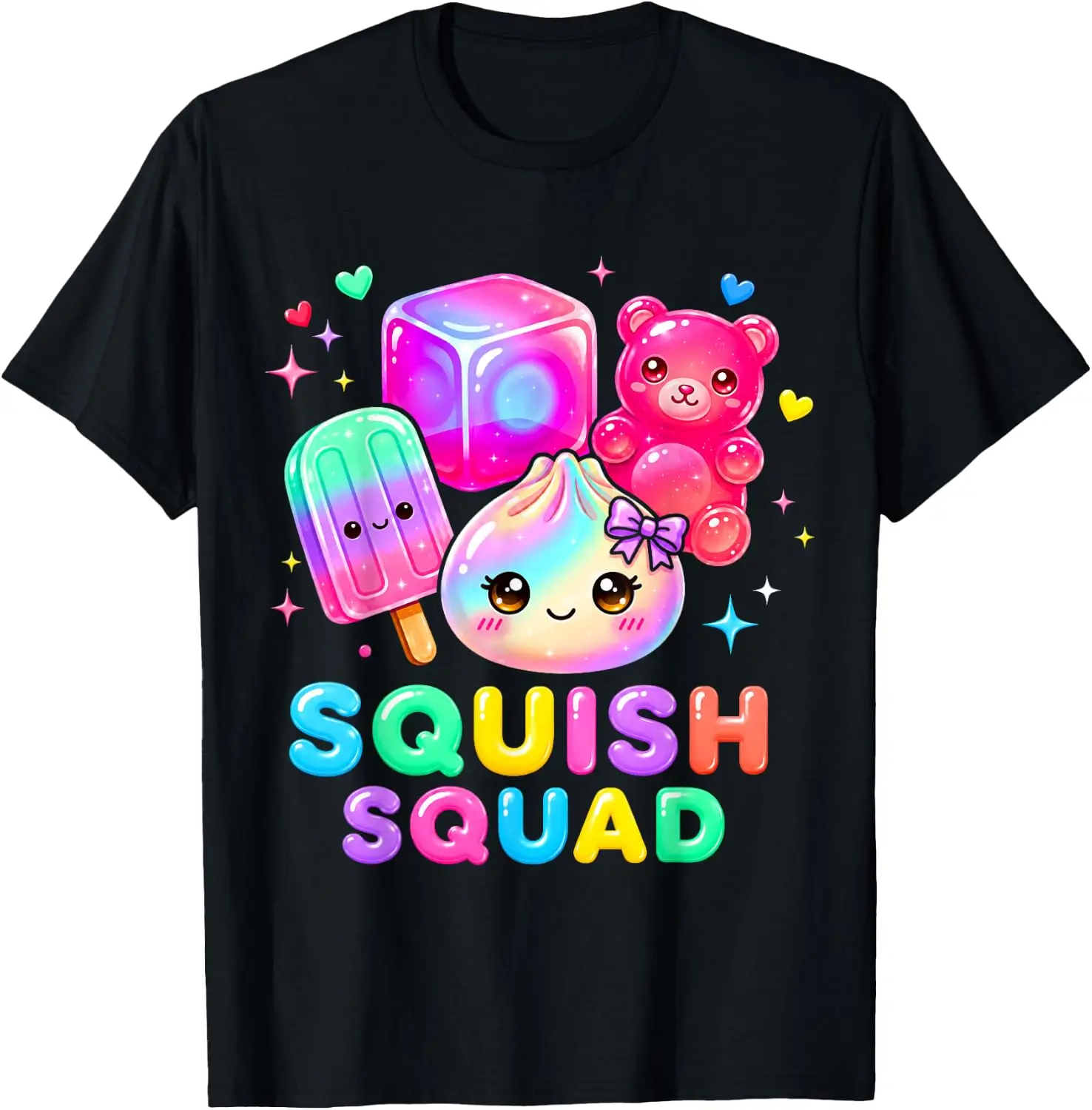 Squid Squad Dumpling Kawaii Pastel Anime Birthday Girl Kids T-Shirt 100% Cotton Trendy Y2K Short-Sleeve Tee-Soft, Quick-Drying,