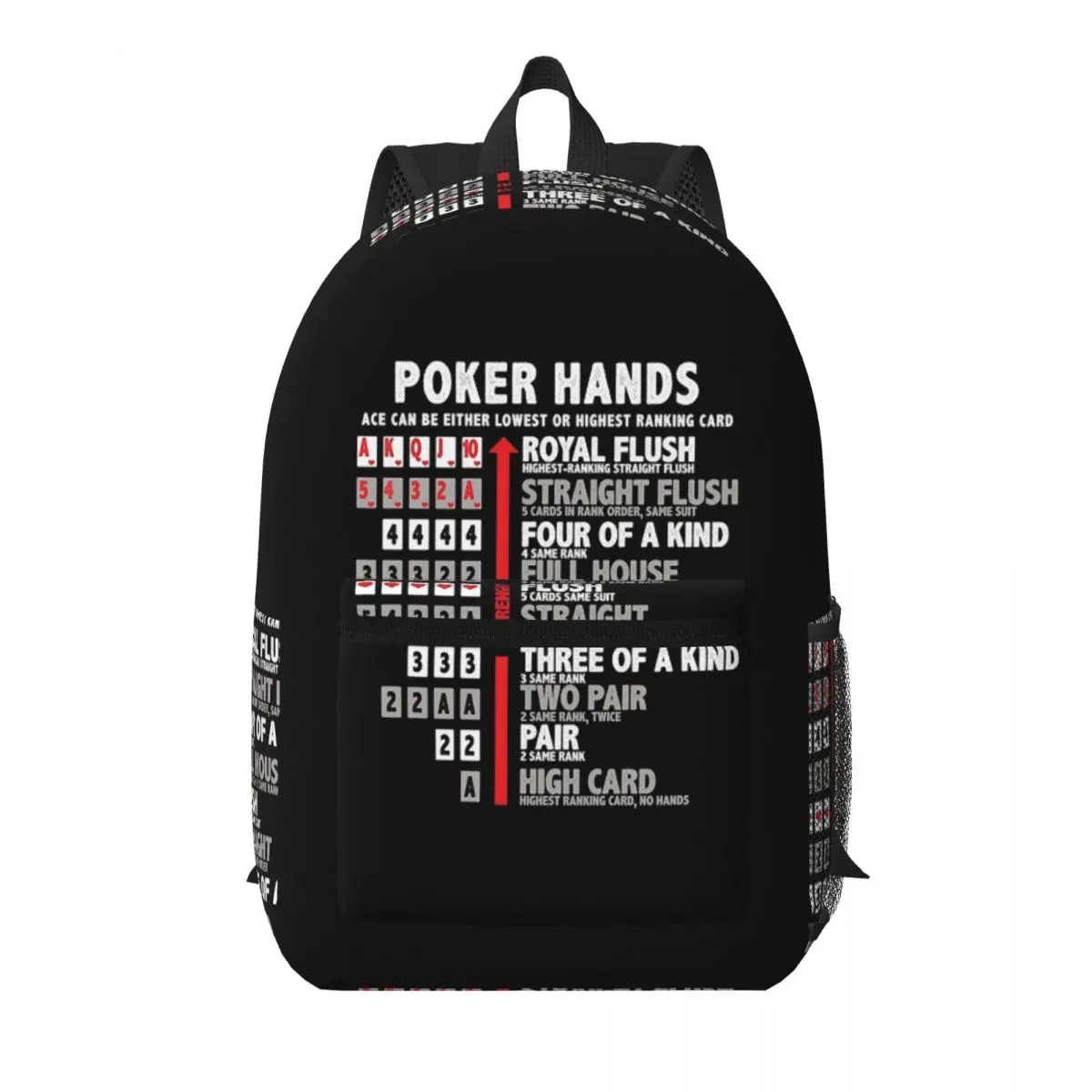 Poker Hands Student Backpack School Bag Hiking Travel Daypack for Boys Girls Bookbag Shoulder Bags