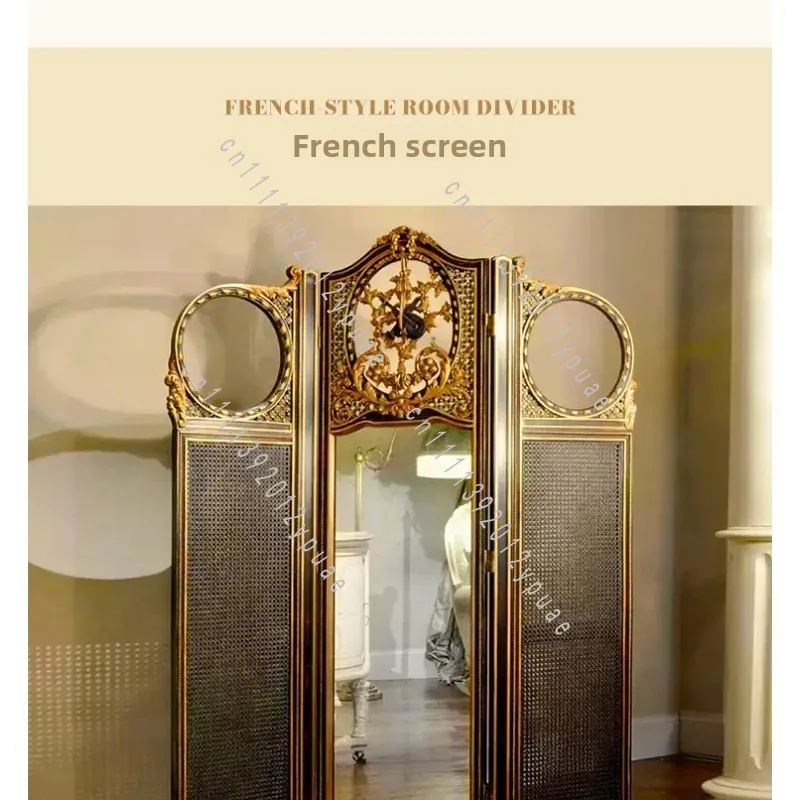 New Chinese Retro Solid Wood Partition Screen Three-panel Freestanding Divider for Large Apartment Living Room Indoor Decoration