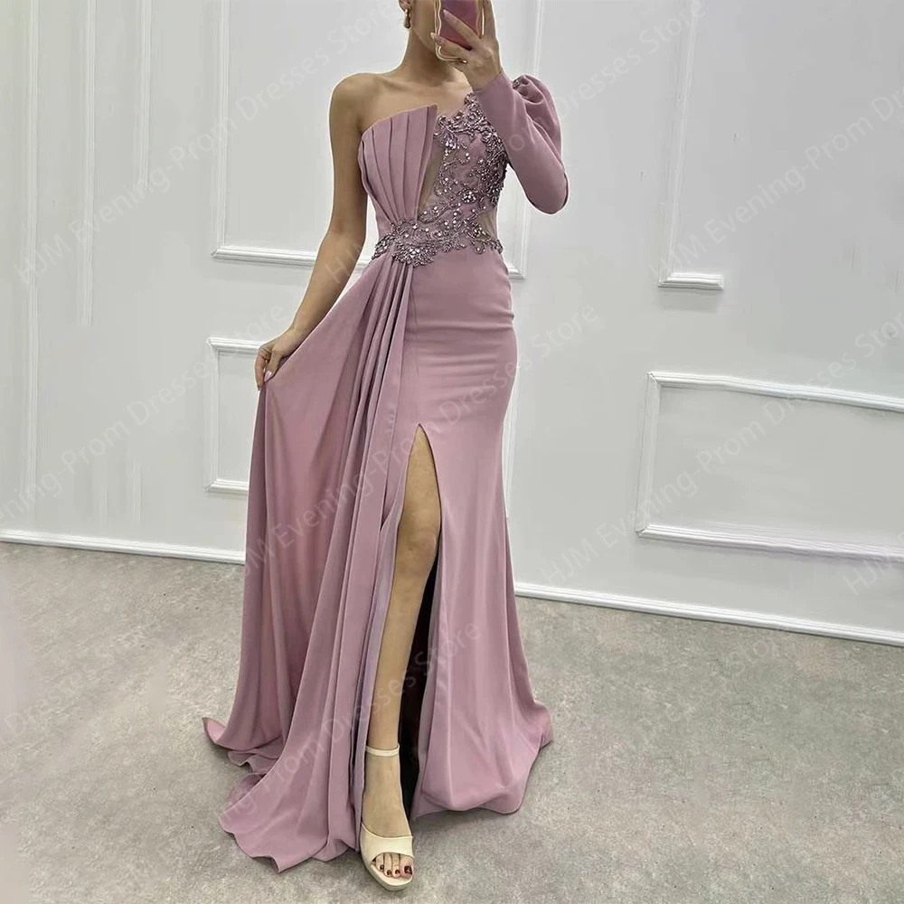 Elegant Long Beads Evening Dresses for Women Satin Floor-Length Sexy Mermaid Prom Party Wedding Gala Special Events Dress 2024