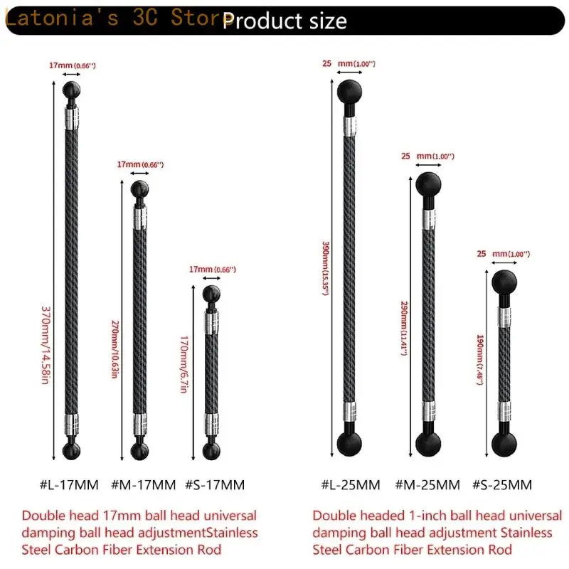 Hochfeste 12-mm-Kohlefaserstangen mit Edelstahlgelenken für Sportkameras X3UB – Detail 6