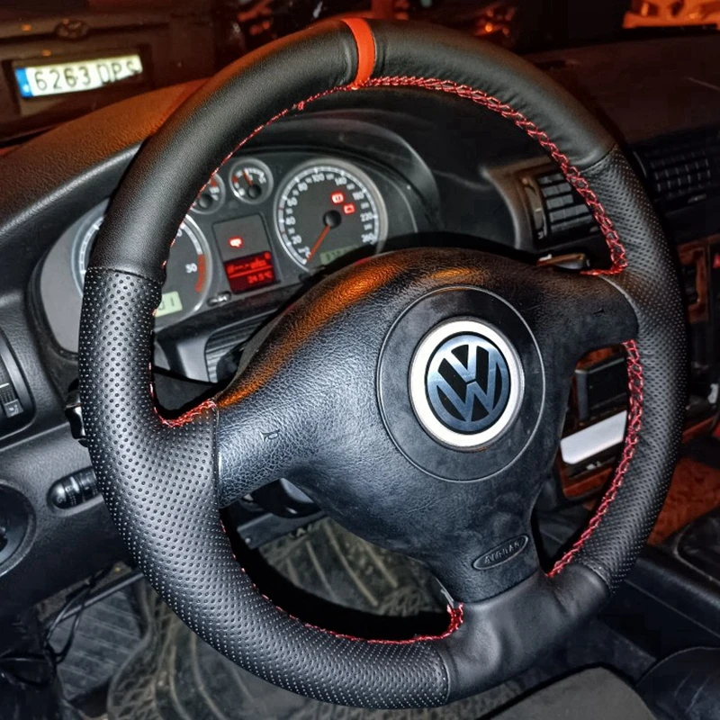 Customized Car Steering Wheel Cover Leather For Volkswagen VW Golf 4 Passat B5 1996-2003 Seat Leon 1999-2004 Polo 1999-2000