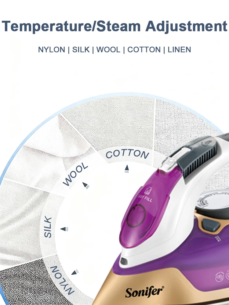 مكواة بخار قوية Sonifer بقدرة 3100 وات SF-9096، بخار عالي 45 جم/الدقيقة، قاعدة سيراميك، انفجار عمودي، خزان 350 مل، تنظيف ذاتي #4