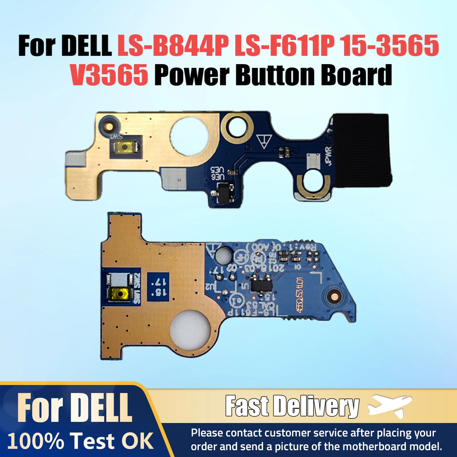 

For Dell Inspiron 5558 5455 5458 5559 5555 15-3565 V3565 G3 3579 3779 Power Button Board LS-B844P LS-F611P Fast Ship