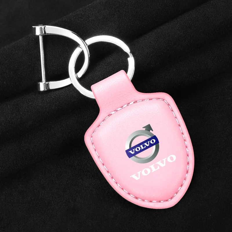 Leather Car Keychain Key Ring Pendant Lanyard Gifts For Volvo R Design XC90 XC60 S60 V40 XC40 V60 S40 XC70 C30 C40 S70 Accessory