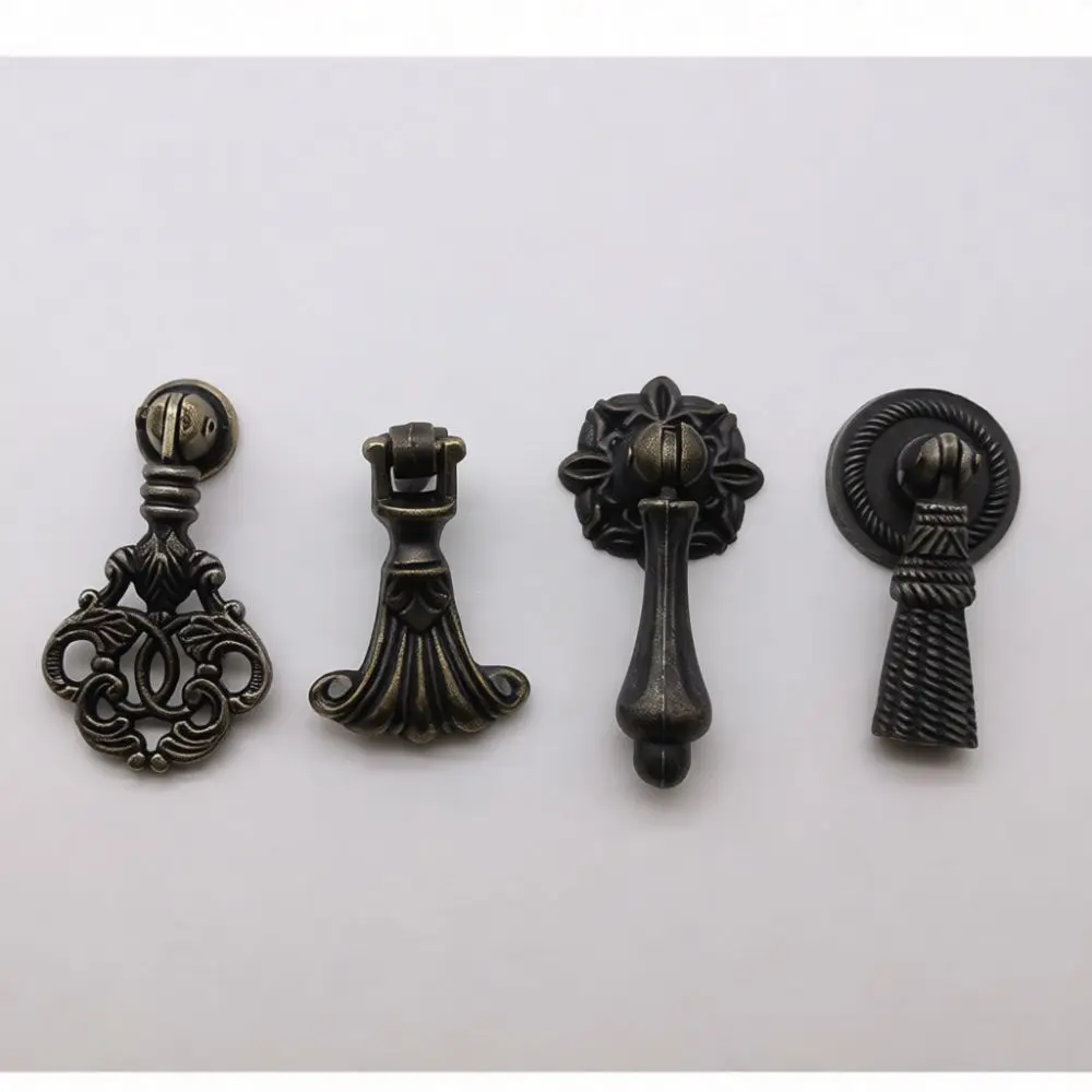 Rustic Antique Bronze Knob Chinese Traditional Cabinet Pull Vintage Drawer Handle For Home Furniture Restoration Projects