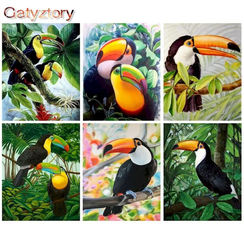 

GATYZTORY 40x50cm Frame Paint By Number For Adults Sharp-Billed Bird Animal Oil Picture By Number Home Decoration Unique Gift
