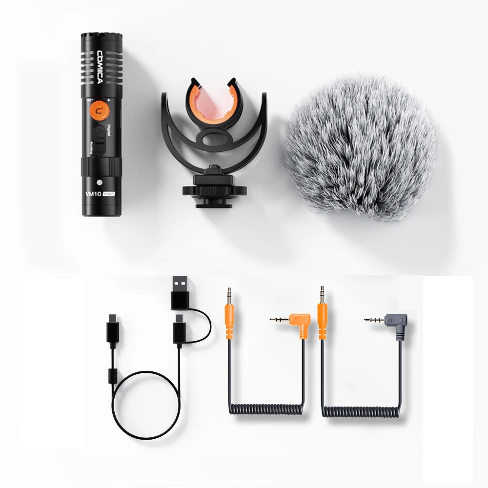COMICA VM10 PRO: op de camera te bevestigen, cardioïde shotgun-microfoon met schokdemper, geschikt voor Android, iPhone, DSLR-camera's, GoPro en DJI Action 3.