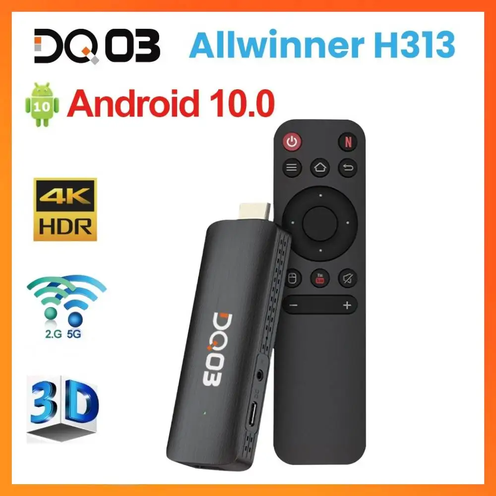 VONTAR Android 10 DQ03 Mini TV Stick QuadCore ARM Cortex A53 2G16G 4K@60fps HDR10+ 2.4G&5.8G Dual Wifi 1G8G TV BOX Android 10.0