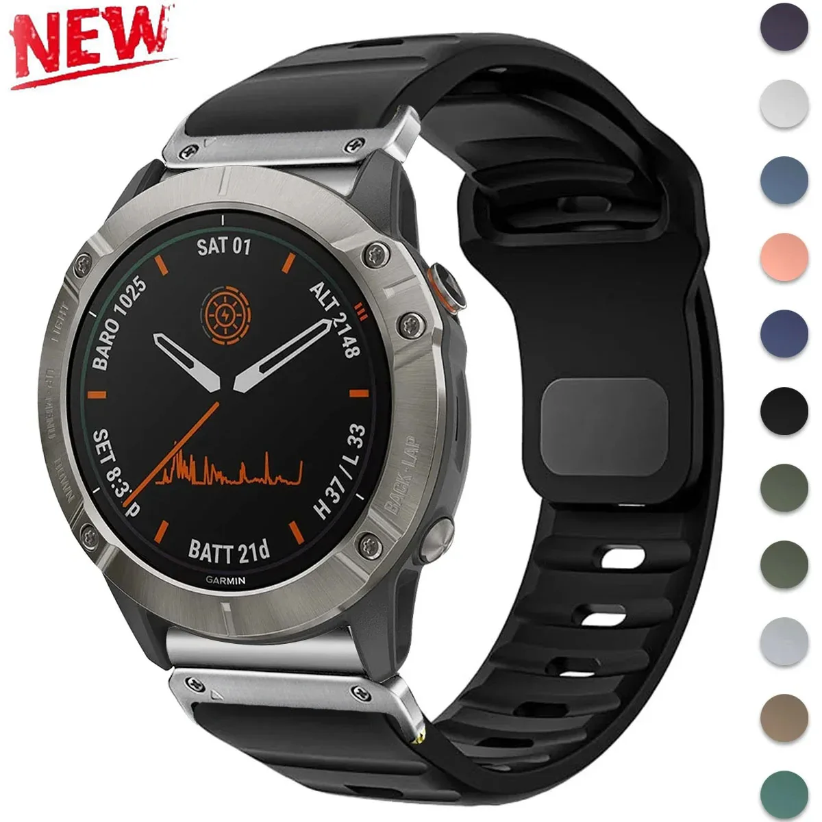 

Силиконовый ремешок QuickFit 22 мм 26 мм для Garmin Fenix 8 E 7 7X 6X Pro 5XPlus Epix Pro Gen 2 47 мм 51 мм/Enduro 3 Ремешок для часов без зазоров
