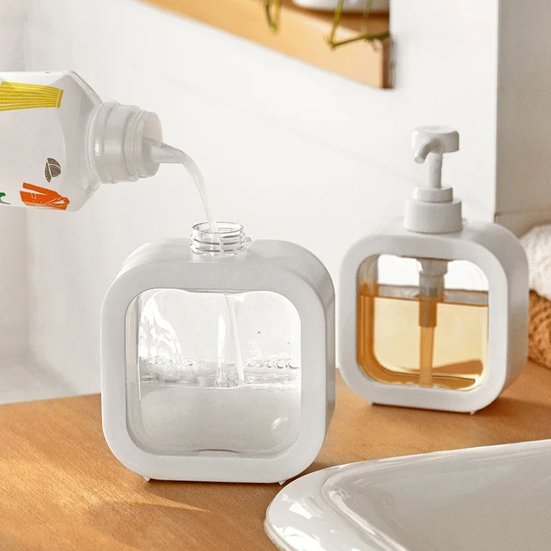 1/2 Stück Seifenspender mit großem Fassungsvermögen, transparente, durchsichtige Kunststoff-Druckflasche, geeignet für Reisen, Küche, Badezimmer – Detail 4