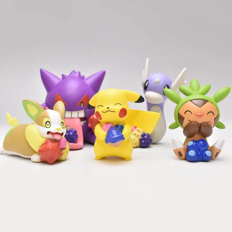Takara tomy pikachu eevee anime boneca brinquedos pvc figura de ação modelo chespin rowlet coleção dos desenhos animados estatueta para crianças presentes