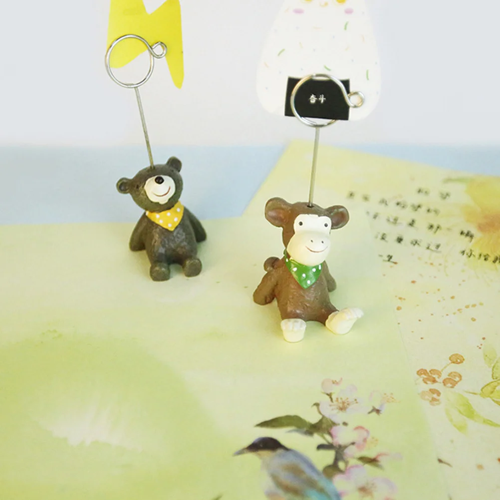 

6Pcs Cute Animal Message Clips Resin Metal Desktop Memo Holder Functional Office Home Decor Small Space Photo Note Folder