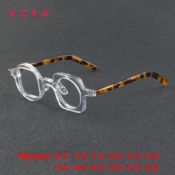 VCKA  Anti-blue Light  Artistic Square Myopia Glasses Men Women Prescription Customized Acetate Eyewear -0.5 TO -10