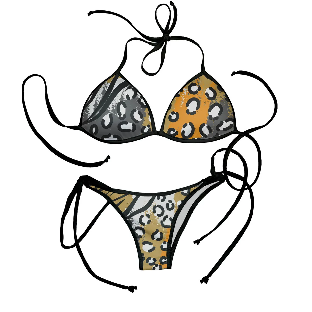 Neuer Dreieck-Bikini, rückenfrei, neuer sexy heißer Damen-Badeanzug mit hochwertigem 3D-Druck, Strand-Sommer-Badeanzug B6