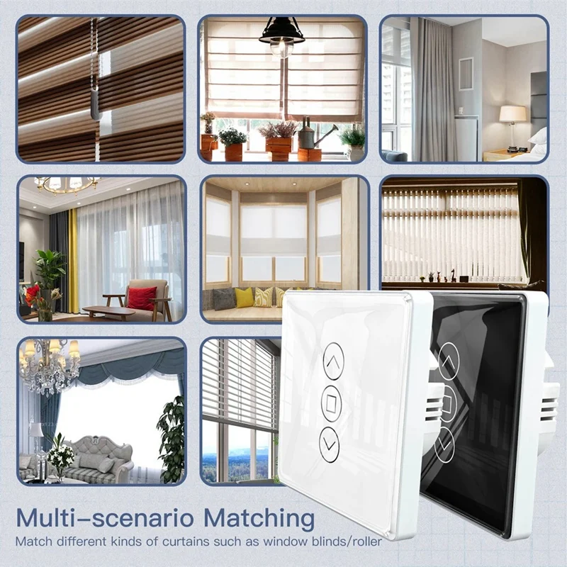 ABAE-Tuya Wifi RF433 2,5 D Arc Vorhang Schalter Glas Touch Panel Für Rollos Fensterläden Schalter Smart APP drahtlose Alexa