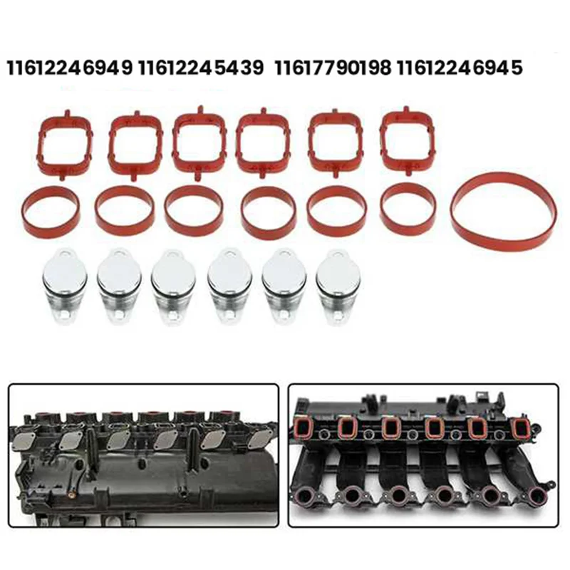 ABIB -19PCS Car Intake Manifold Blind Plugs&Gasket Kit 11612246945 For BMW 525D 530D 535D X3 X5 X6 M47 M57N Elring 1617790198