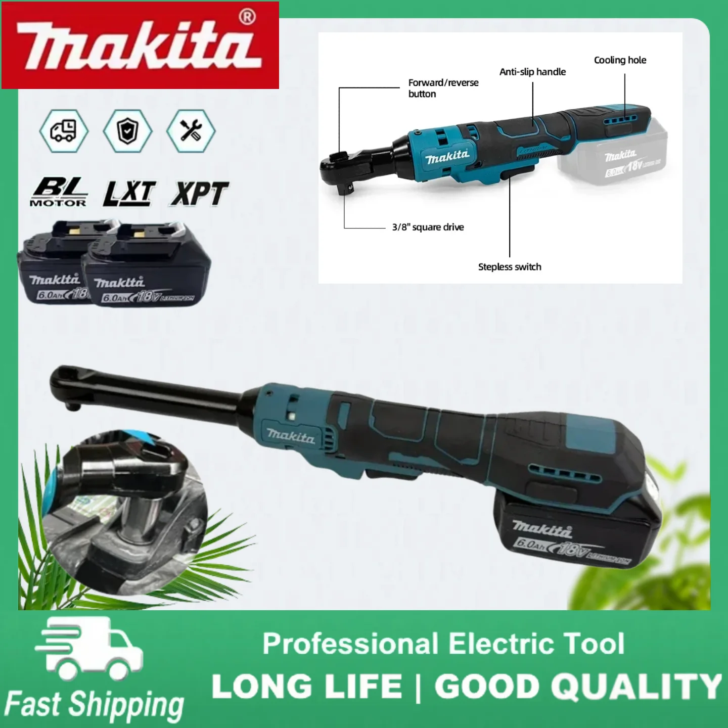 

Makita Cordless Brushless Ratchet Wrench Driver Multifunctional Variable Speed Power Wrench For Makita 18V Battery