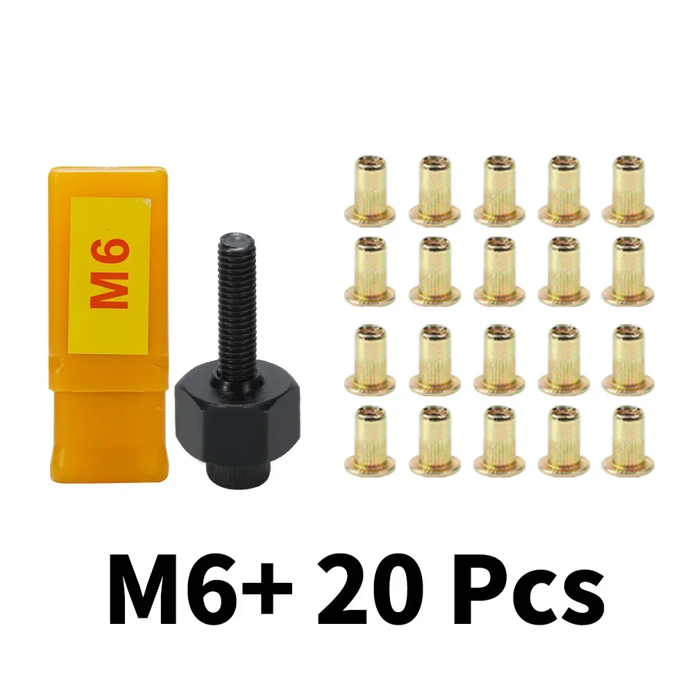 21pcs Hand Rivet Nut Gun Set Head Nuts Riveter Tool Manual Rivet Adapter Galvanized Iron Nuts For M3 M4 M5 M6 M8 M10 M12