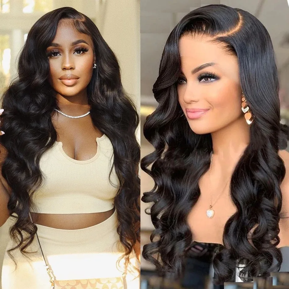 13x4 Human Hair Lace Front Wig 13x6 Body Wave Transparent HD Lace 30 40 Inch Frontal Wigs Brazilian PrePlucked For Black Women