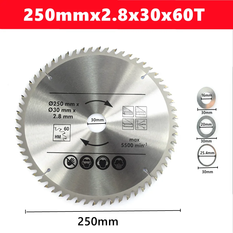 1pcs TCT houtbewerking zaagblad conventionele tandvorm 110/115/136/160/165/185/210/250/305mm houtbewerking zaagblad snijgereedschap