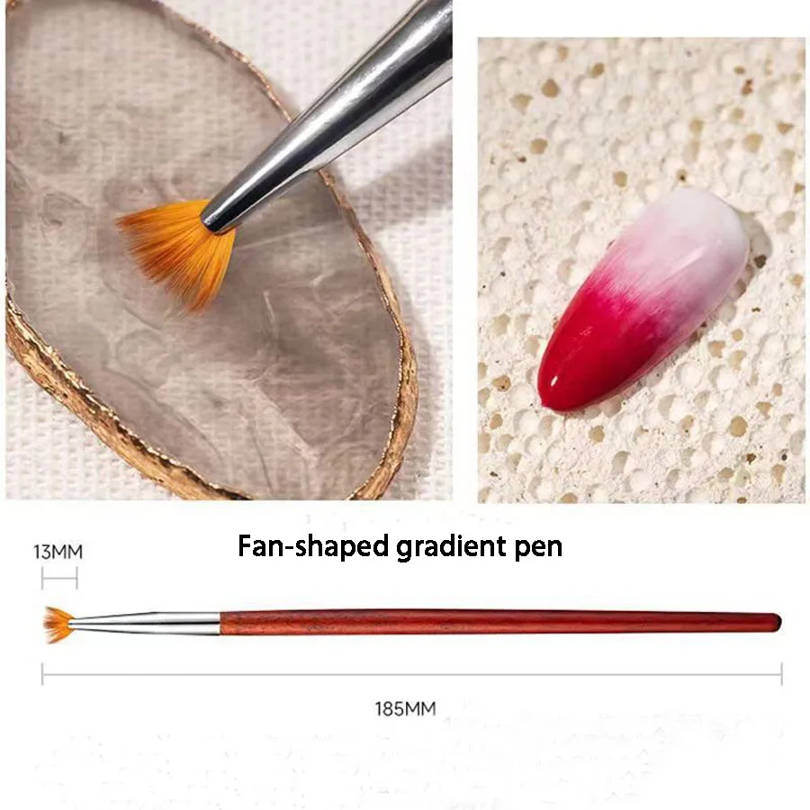 1pcs Nail Art Brush Fan Gradient Paint Draw Dust Glitter Powder Remover Clean Pen Acrylic Liner UV Gel Polish Tips Tool Manicur