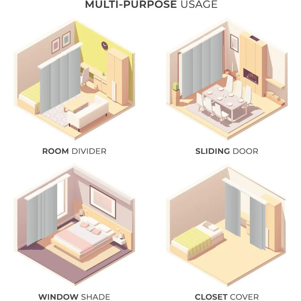 

Vertical Blinds, Room Divider, Door Blinds,Blinds for Sliding Glass Doors, Temporary Wall, Closet Blackou Curtains