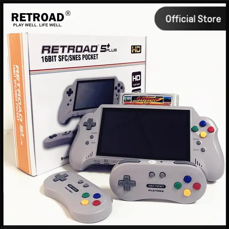 

16BIT HD ULTRA SNES POCKET RETROAD 5PLUS Video Game Console Handheld Player 7inch Big Screem 2.4G Wireless Controllers